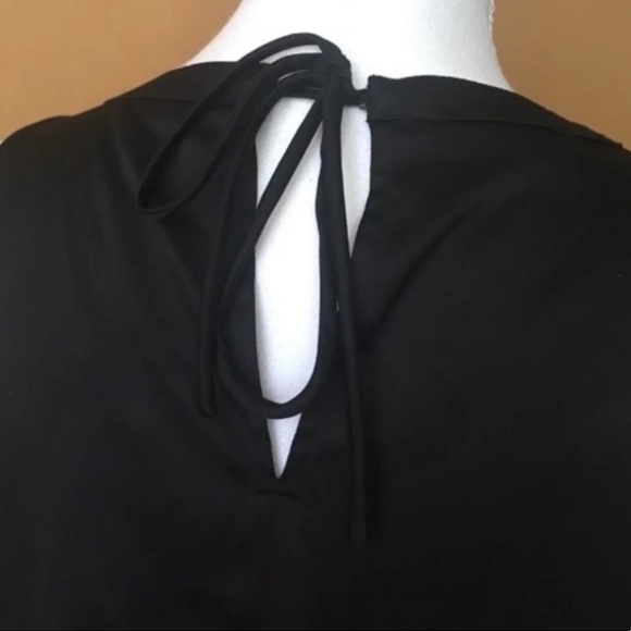 Alfani Sleeveless Black Satin Tunic Style Top with Embellished Neckline  (M) - Picture 6 of 10